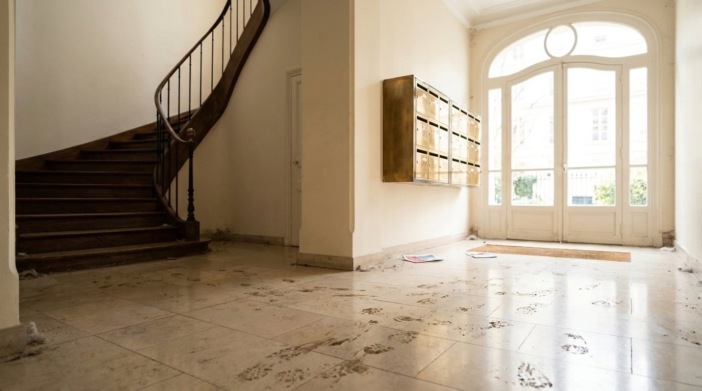 Avant — Hall d’immeuble avant après