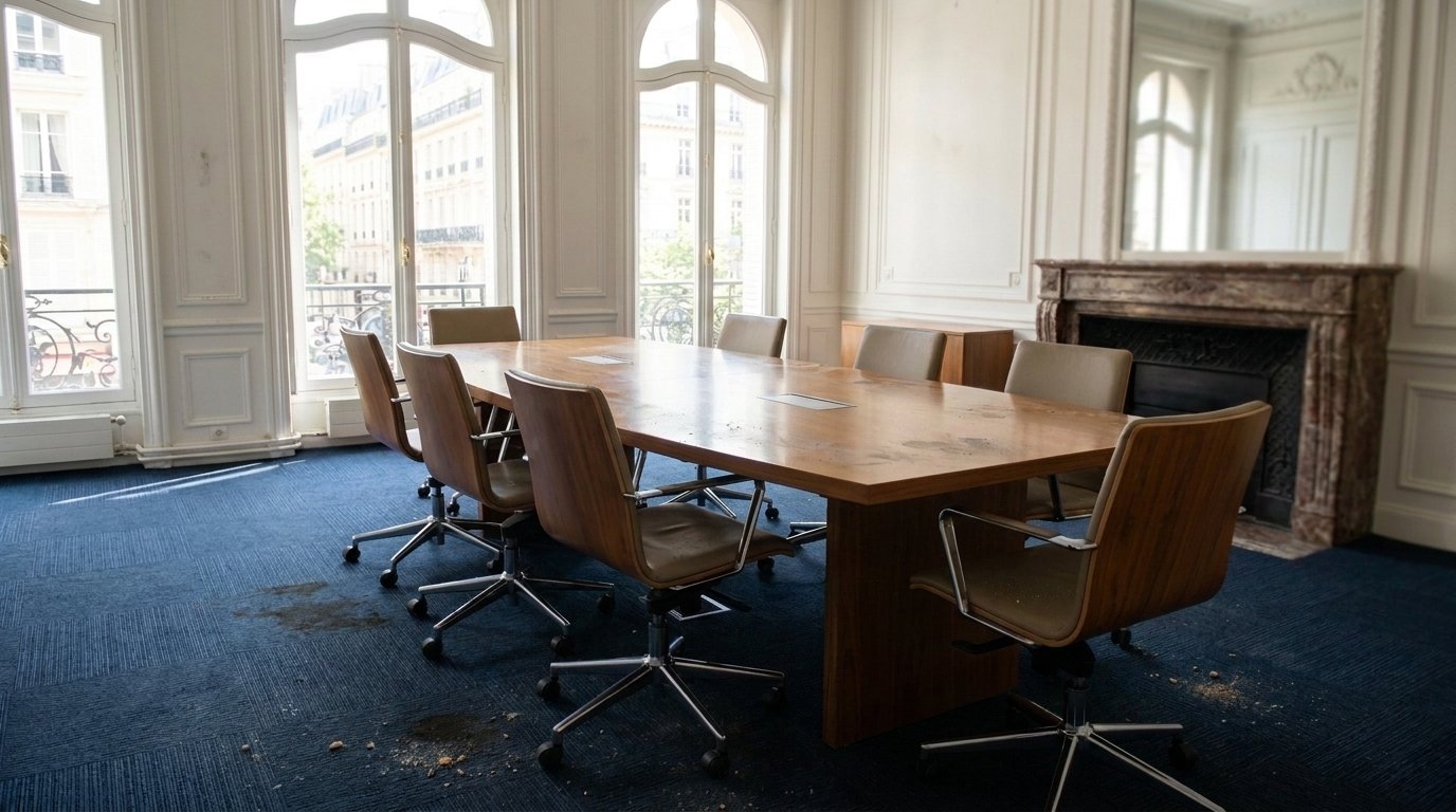 Avant — Moquette salle de réunion avant après